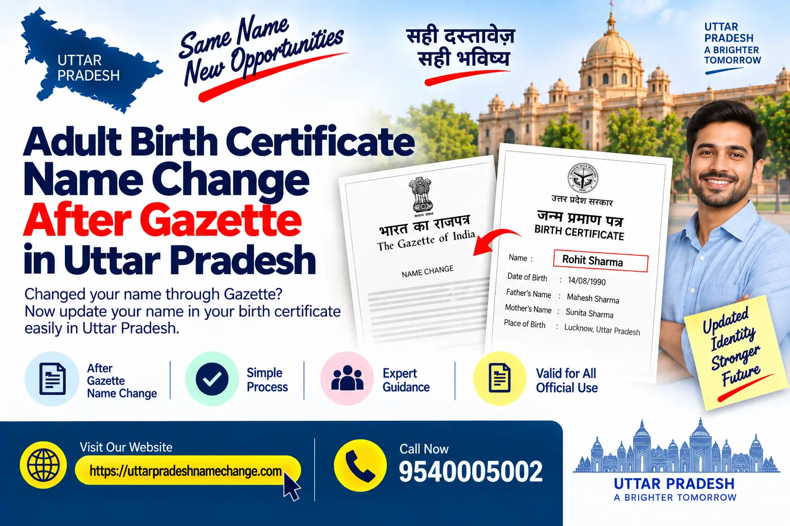 Birth certificate name change after a gazette notification in Uttar Pradesh