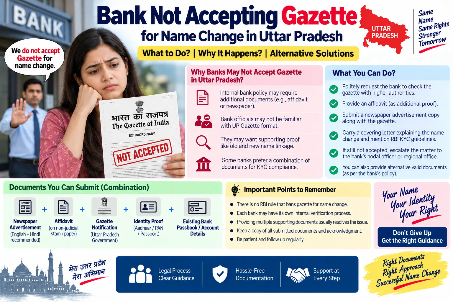 Bank not accepting gazette for name change in Uttar Pradesh