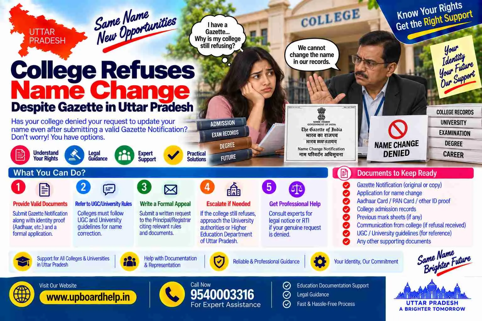A college refusing a gazette-backed name change in Uttar Pradesh, and what the refusal means