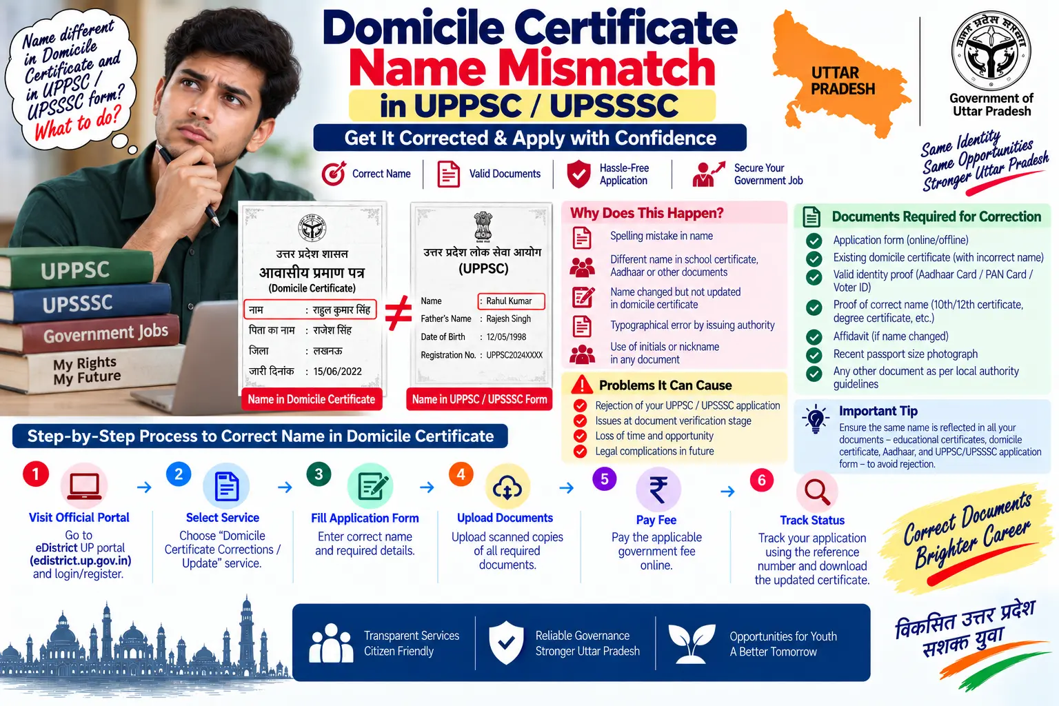 Domicile certificate name mismatch for UPPSC and UPSSSC exams