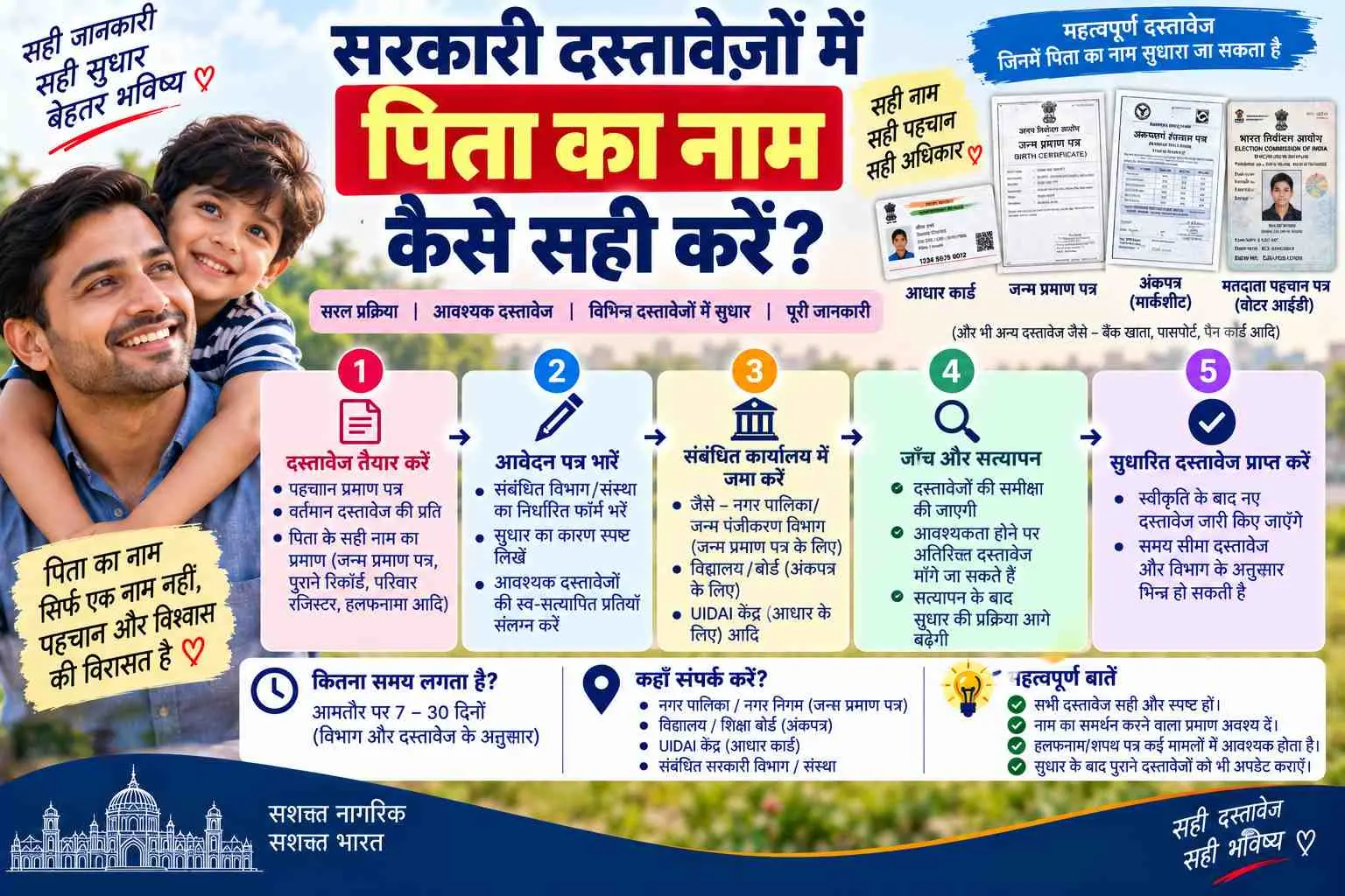 पिता के नाम में सुधार