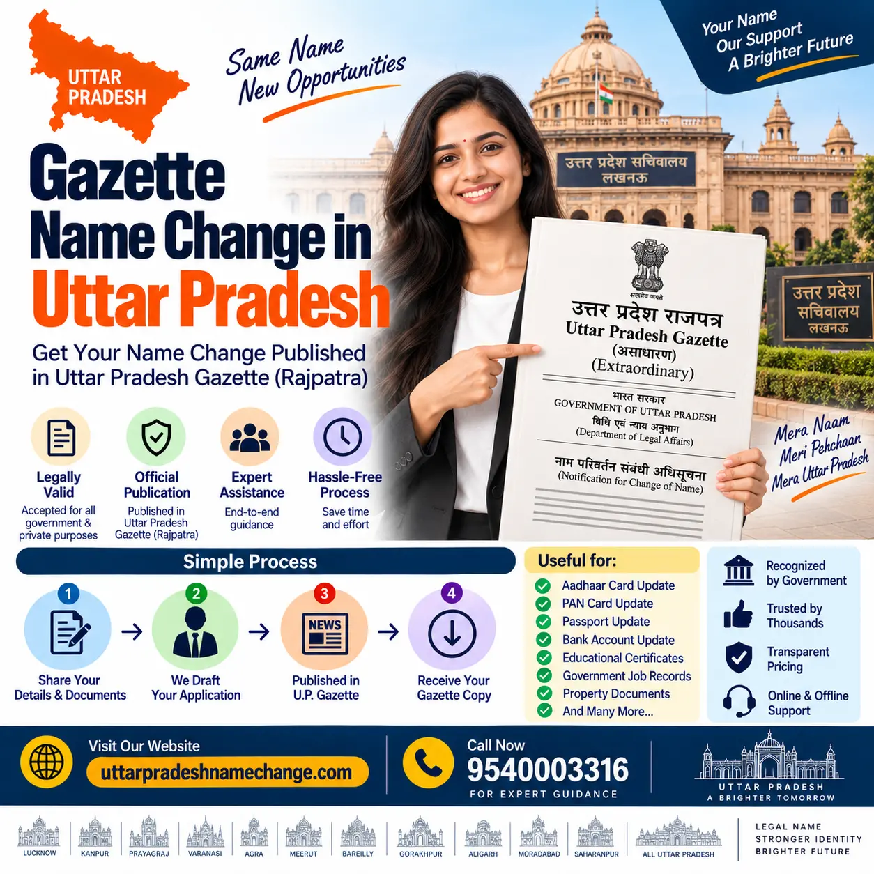 Gazette name change in Uttar Pradesh through the Central Gazette of India Part IV
