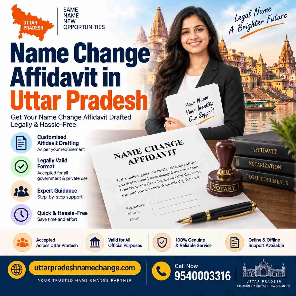 Name change affidavit in Uttar Pradesh on non-judicial stamp paper with notary attestation