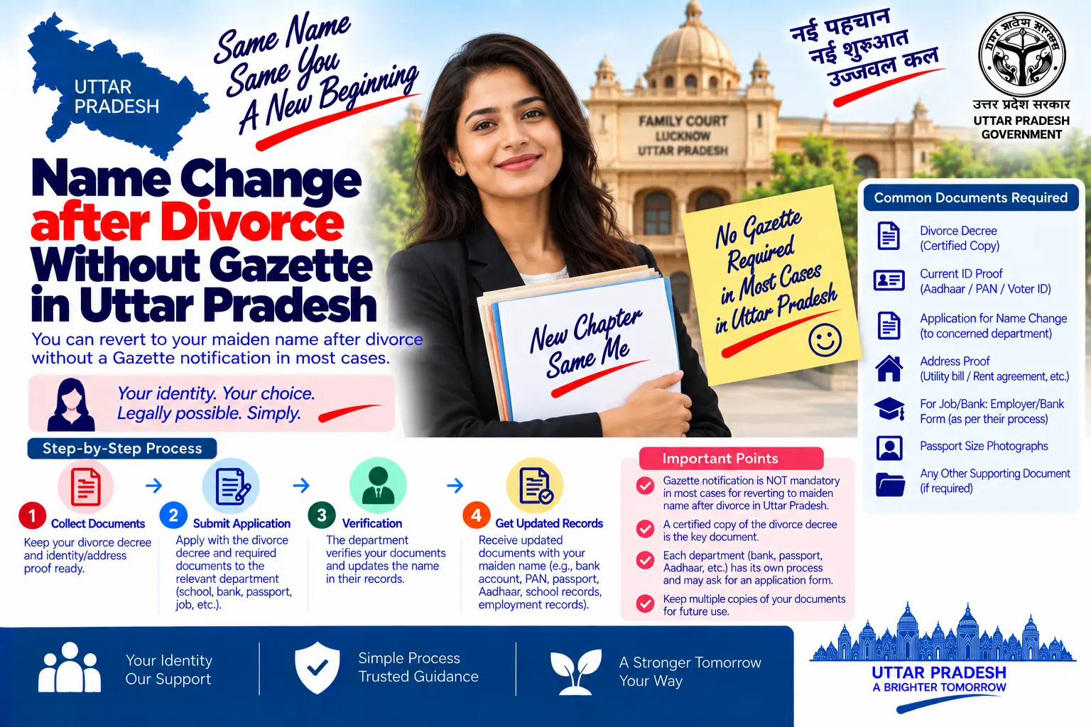Name change after divorce without gazette in Uttar Pradesh