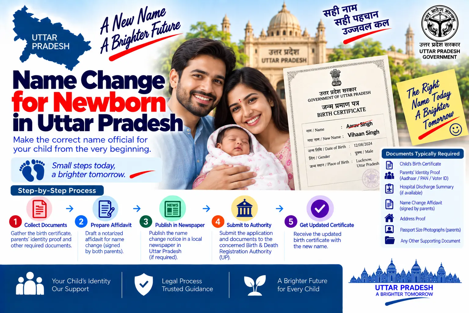 Name change for newborn in Uttar Pradesh