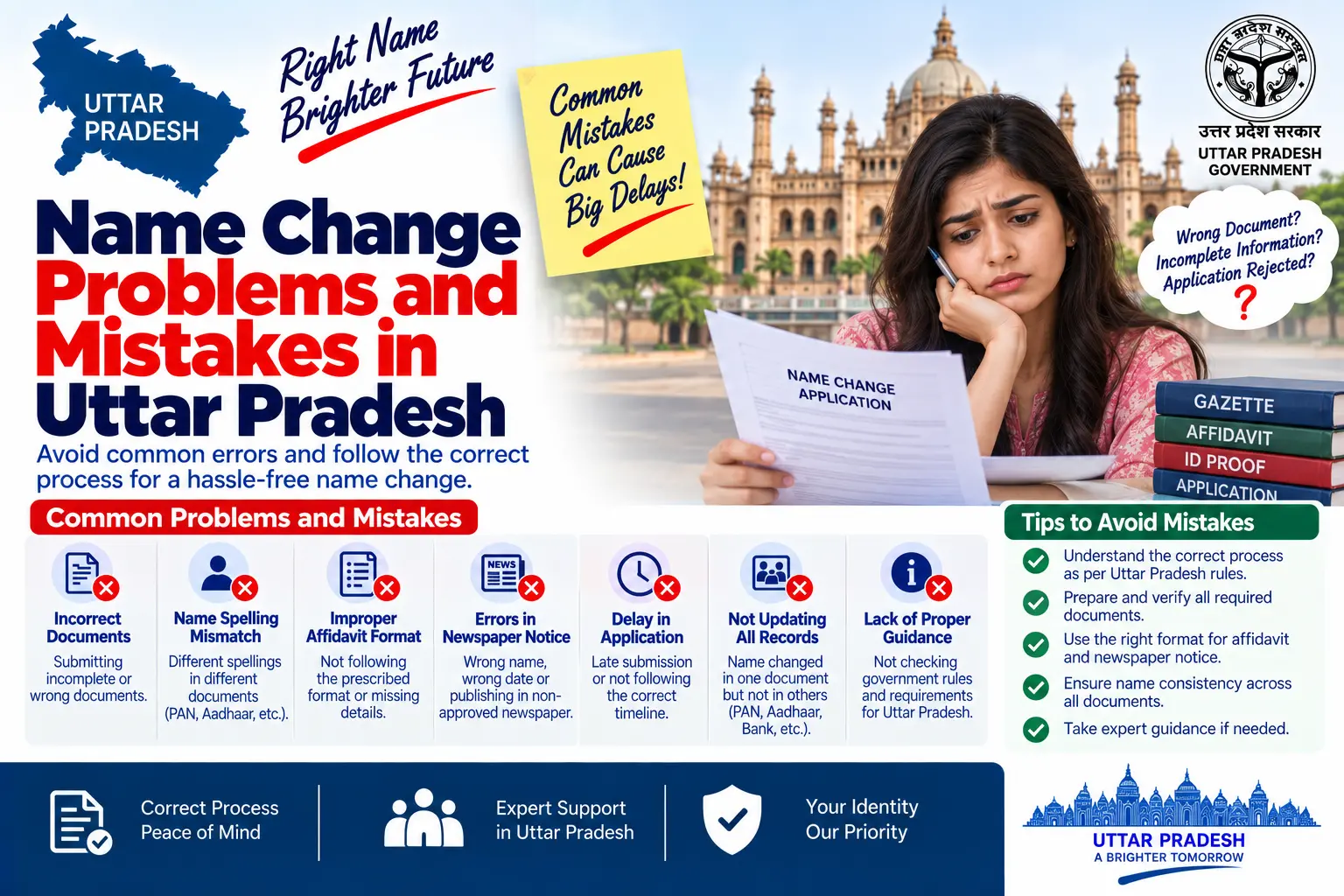 Common name change problems and mistakes in Uttar Pradesh